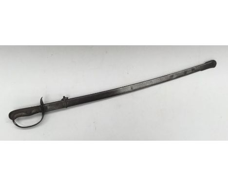 A scarce Japanese M1889 Type 32 NCO’s sword Otsu. Steel guard with chequered backpiece and chequered wooden grip. Slot to hil