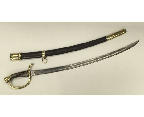 Imperial Russian 1865 pattern infantry / artillery officers sword. Black leather handle with brass twist wire binding. Brass 