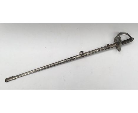 A WW1 era 1897 pattern infantry officer's sword, of piquet weight. Nickel plated pierced guard, with George V cypher and crow