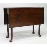 A GEORGIAN MAHOGANY DROPLEAF, GATELEG DINING TABLE, with plain rectangular top, on four turned