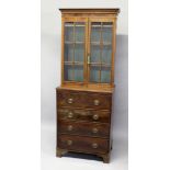 A GEORGE III MAHOGANY SECRETAIRE BOOKCASE, the upper section with a detail moulded cornice, pair