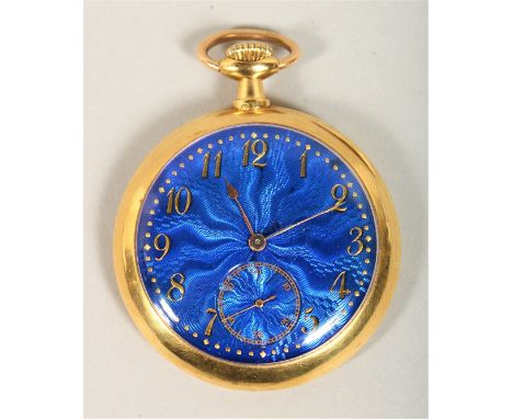 AN 18CT GOLD FRENCH POCKET WATCH G. VAUBOURZEIX, PARIS, with blue enamel dial.