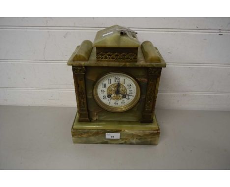 LARGE ONYX CLOCK WITH ENAMEL DIAL