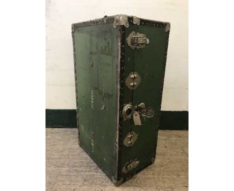 A metal bound travelling trunk