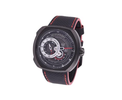 
	
		SEVENFRIDAY, REF. SF-03/04-X043
		A LIMITED EDITION BLACK PVD COATED STAINLESS STEEL WRIST WATCH WITH DATE, NO. 43/50, C