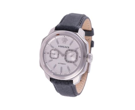 
	
		VERSACE, DYLOS, REF. V14 121514200044
		A LIMITED EDITION STAINLESS STEEL WRIST WATCH WITH DATE, NO. 044/200, CIRCA 2018
