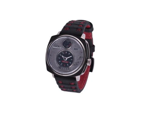 
	
		REC, MUSTANG, REF. P51-04-142
		A BLACKENED STAINLESSS STEEL WRIST WATCH WITH DATE AND POWER RESERVE, CIRCA 2016
		Movem