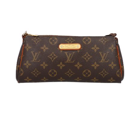 LOUIS VUITTON Pochette "EVA", Koll. 2013. Monogram Canvas Serie mit goldfarbener Hardware und naturbelassenem Leder (starke P