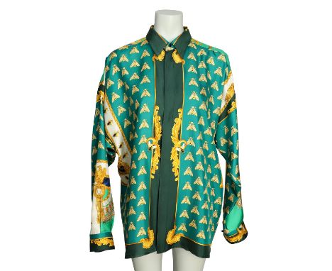 GIANNI VERSACE VINTAGE Hemd "NAPOLEANIC - IMPERIAL THOREN", Gr. 50. Koll.:  1995. RARITÄT. SAMMLERSTÜCK. 100% Seide. Überwieg