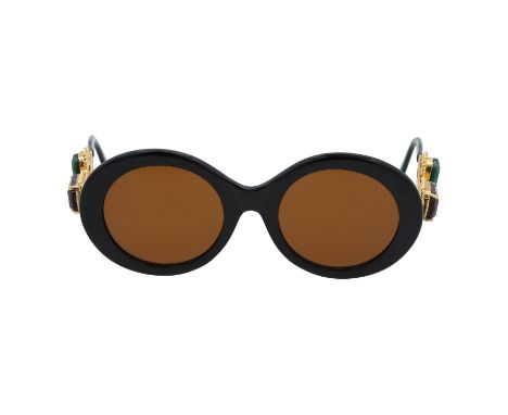 MOSCHINO BY PERSOL VINTAGE Sonnenbrille "M253 - LADY GAGA", Koll.: 1989. RARITÄT. SAMMLERSTÜCK. Schwarzes Gestell mit runden 