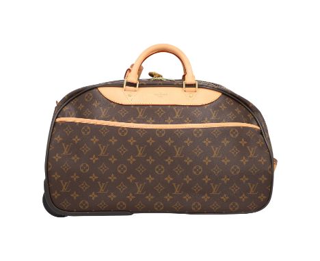 LOUIS VUITTON Trolley "EOLE 50", Koll. 2011. Monogram Canvas Serie mit goldfarbener Hardware und Details aus naturbelassenem 