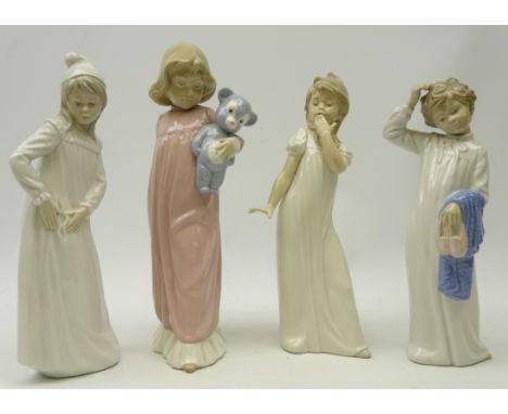 Four large Nao figurines including; Boy with Slippers No. 0232, 'Yawning Girl' No. 0230, H29cm and two others (4) Condition R