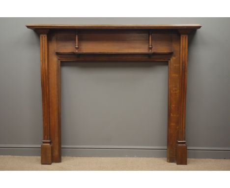 20th century oak fire surround, fluted uprights, W165cm, H139cm Condition Report Click here for further images, condition, au