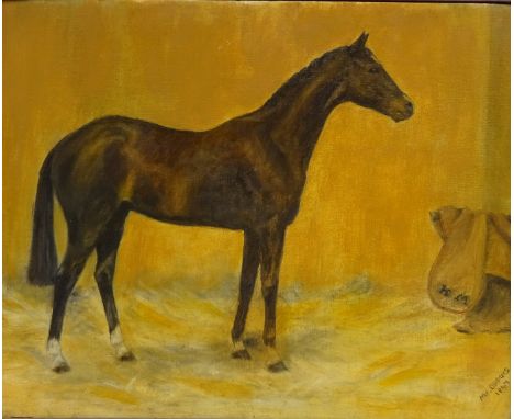 'Brettony' portrait of a brown mare (foaled 1936 property of Herbert Megginson), oil on board signed and dated by M F Dupois 