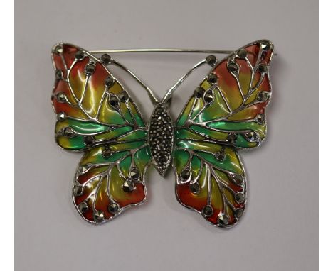 Silver &amp; enamel butterfly brooch