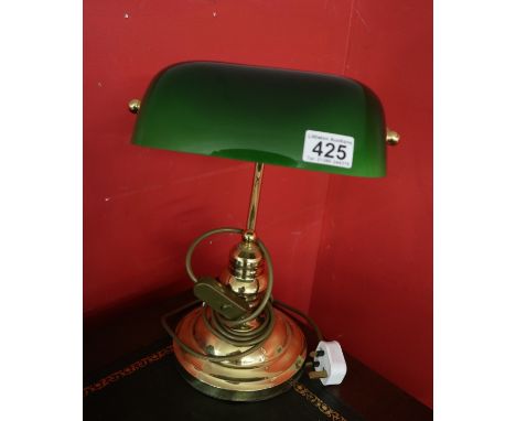 Green glass bankers desk lamp