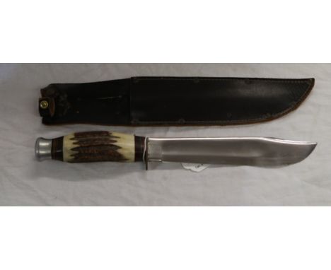 Horn handled hunting knife - 'I cut my way' by William Rogers