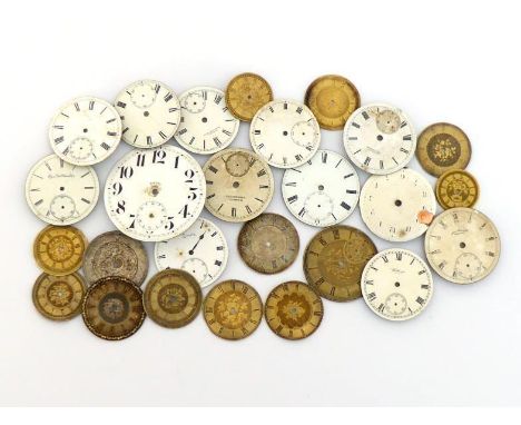 A mixed lot of watch dials, including enamel, silvered and gilt, various sizes 