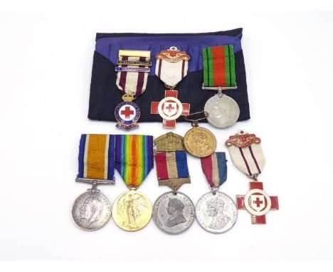 A group of WW1 and other medals, comprising:- the  WW1 British War Medal and Victory medal both named to Surgeon Lieutenant F