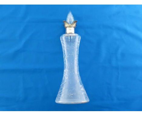A late Victorian silver-mounted cut-glass decanter by Walker & Hall, Sheffield, 1900, the slender body tapering towards base 