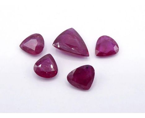 A mixed lot of flux healed rubies, the largest trillion cut approx. 1.72 (5) (VAT to be charged on the hammer of this lot) 