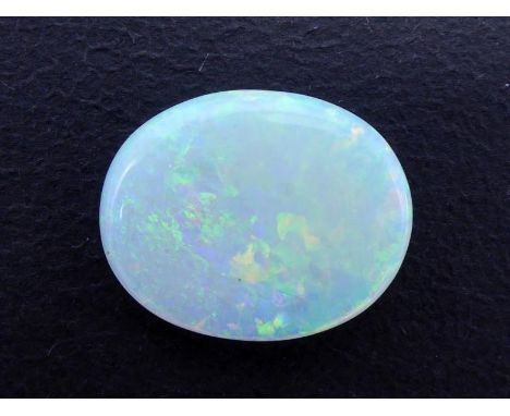 A loose oval cabochon cut precious white opal, 17 x 13.5 x 2mm (VAT will be charged on the hammer on this lot) 