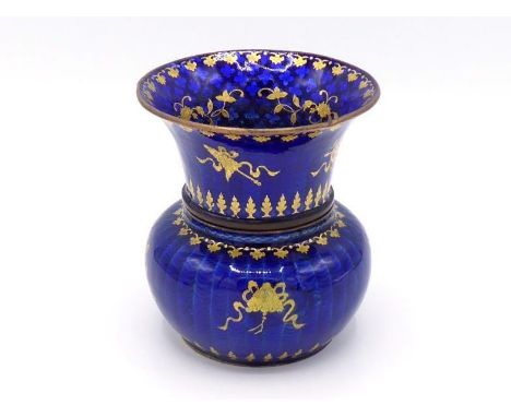A Chinese enamel baluster jar forming a combination spittoon and bowl, body decorated with engraved patterns and covered by b