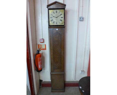 A 19th Century oak 30-hour longcase clock, the painted square dial signed Thomas Moore, Derby, a/f