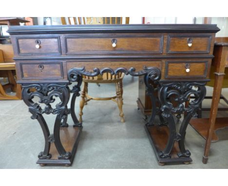 An early 20th Century Anglo-Indian rosewood and ebonised console table