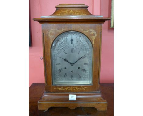 An early 20th Century Gustav Becker inlaid mahogany bracket clock