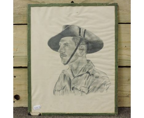 Johnsen, 20th century, head and shoulders portrait of a military gentleman, in World War II uniform, signed and dated 8/11/45