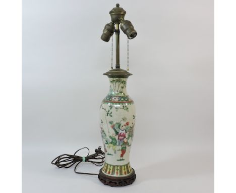 A Chinese porcelain vase, converted to a table lamp, 60cm tall