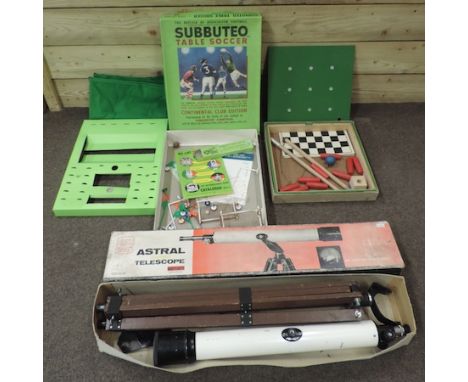 An astral telescope, together with a Subbuteo game and a games compendium