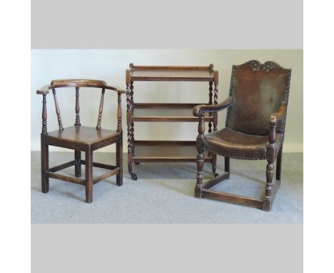 A Victorian light oak desk chair with an upholstered seat, together with an Edwardian octagonal occasional table, 90cm