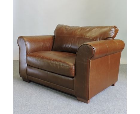 A Next brown leather upholstered sofa, 130cm