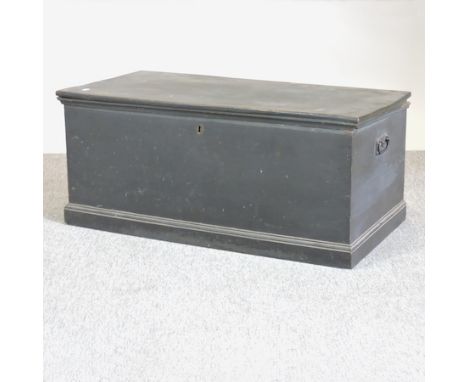 A Victorian black painted trunk, 89cm