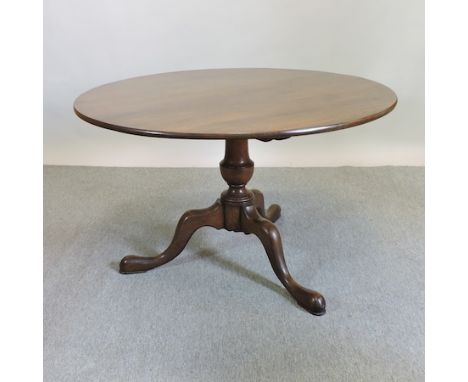 A 19th century oak breakfast table, on a tripod base, 122cm