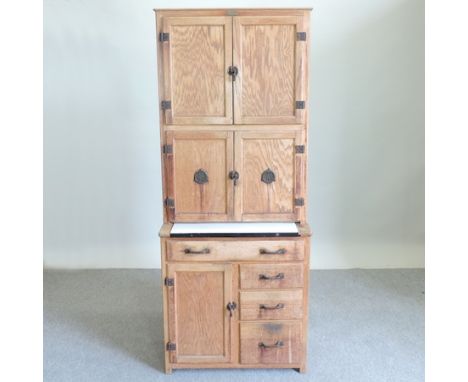 A 1950's enamel Maidsaver cabinet, with a fitted interior and vented doors, by Lusty, 75cm