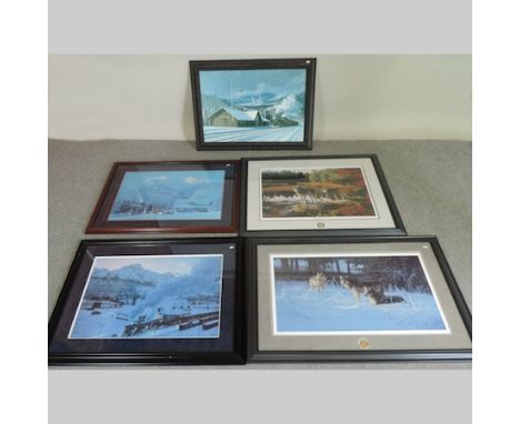 Max Jacquiard, contemporary, Banff Station, signed limited edition print, 406/550, 50 x 76cm, together with two others by the
