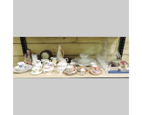 A collection of Royal Worcester porcelain cream jugs, tallest 9cm, together with various china and glass