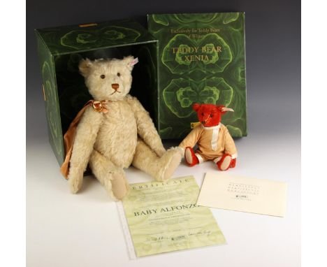 A limted edition Steiff Teddy Bear Xenia made exclusively for Teddy Bears Of Witney, numbered 843 of 1500, in original box wi