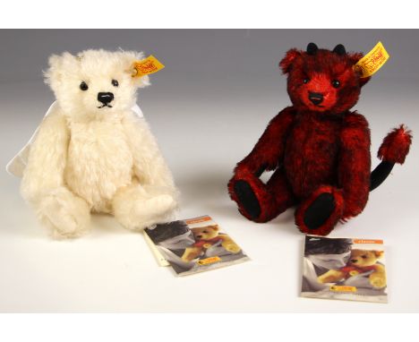 A Steiff 028595 'Little Devil' teddy bear, swing tags attached; and a Steiff 028496 Little Angel teddy bear, swing tags attac