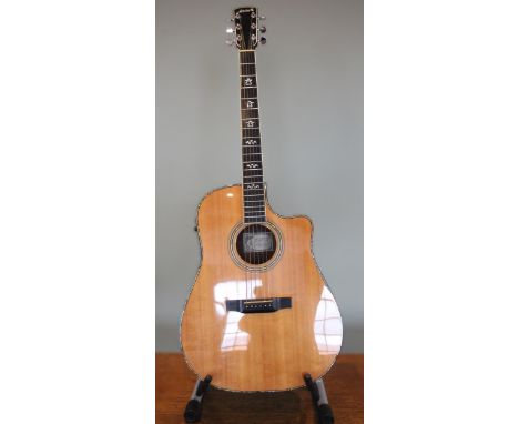 A Jean Larrivee model LV09 acoustic guitar, made in Canada, serial number 45170, on-board Fishman electrics and Venetian cuta