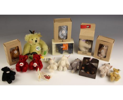 A selection of Steiff Club miniature teddy bears comprising: bears for 2000, 2001, 2002 (boxed), 2003 (boxed), 2004 (boxed), 