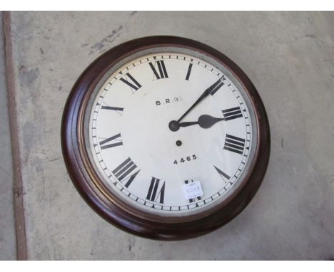 A Victorian mahogany dial clock, Roman 12" dial marked B R (E) 4465, 8 day fusee movement, with key and two pendulums 