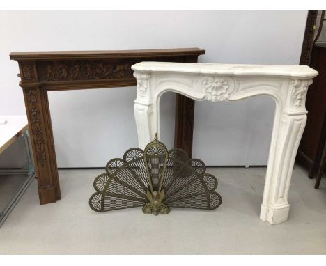 Two fire surround together with brass fire screen H111, W133, D16cm, H105, W114, D31cmCondition report: All in good order - t