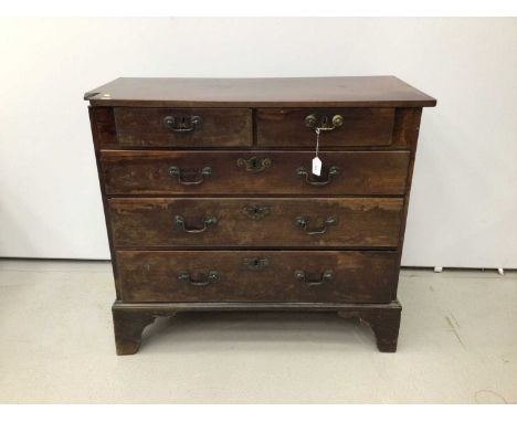 George III mahogany chest of two short and three long drawers with brass handles, on bracket feet, 90cm wide x 41cm deep x 79
