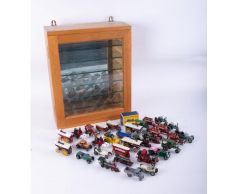 Small collection of Matchbox models including 1929 Bentley, No9 Fowler Showmans Engine, 1904 Spyker etc also a small display 