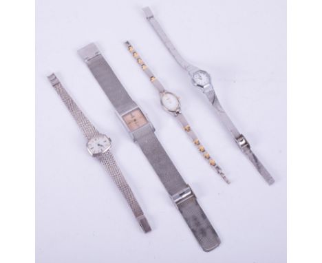 An Incabloc ladies silver Carronade wristwatch together with three other ladies wristwatches including Timex, Lorus, (4).