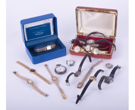 A collection of watches to include Rotary, Reflex, Roamer, Lorus, Oriosa, Seiko, etc and a silver &amp; enamel ladies pocket 